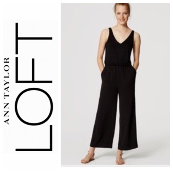 black sleeveless wide leg jumpsuit